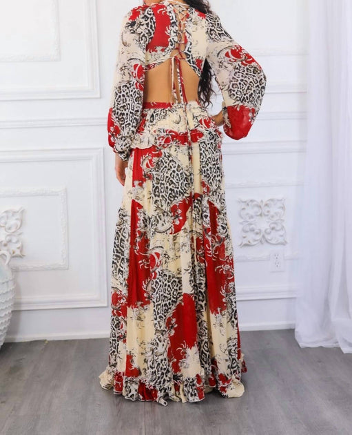 SurelyMine Fantasy Ruffles Cut Out Maxi Dress Multi Medium 3