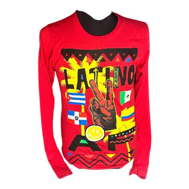 Reason Latino Af Graphic Tee Long Sleeve Red Small 2