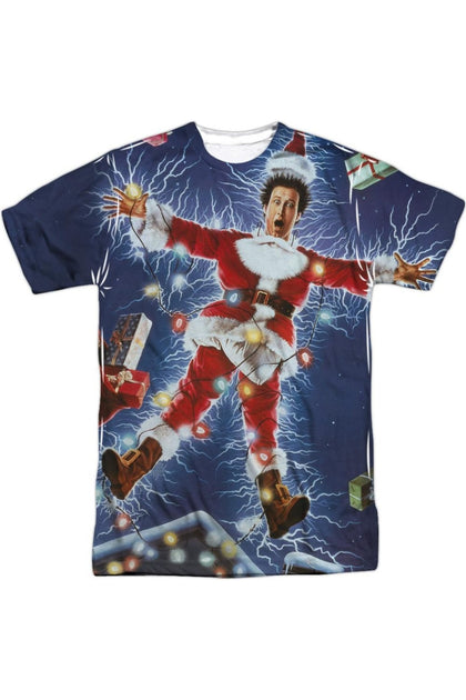 Gildan Christmas Vacation Electrified Crew Neck T-Shirt Blue Large 2