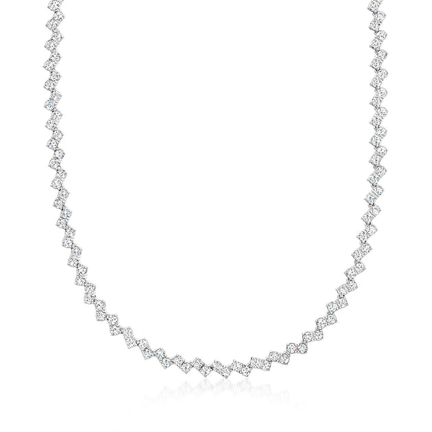 Ross-Simons CZ Zigzag Necklace Silver 5