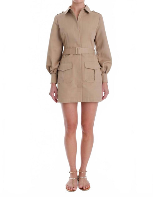 Karina Grimaldi Tiffany Belted Mini Dress Beige Small 2