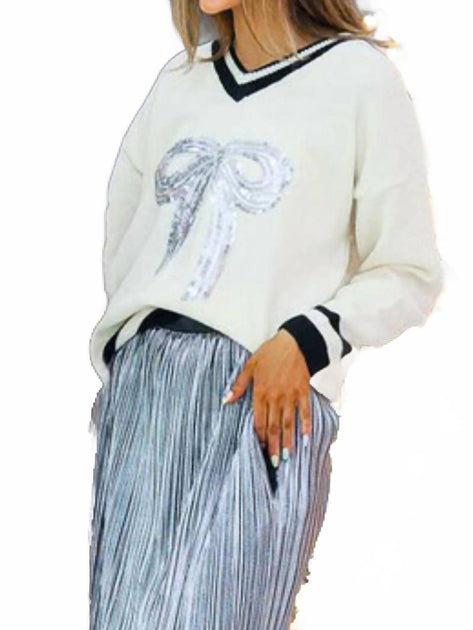 Grace + Emma Varsity Sweater Cream Medium 2