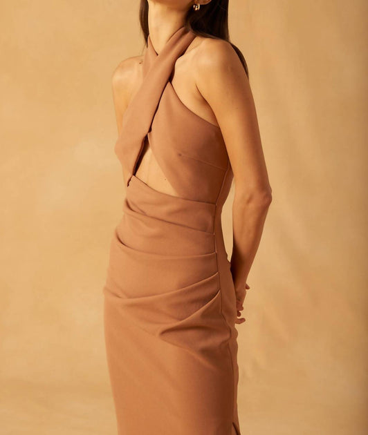 Misha Dion Midi Dress Beige US 0 4