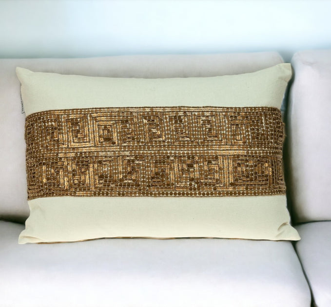 Hivvago Glam Lumbar Throw Pillow Off White 2