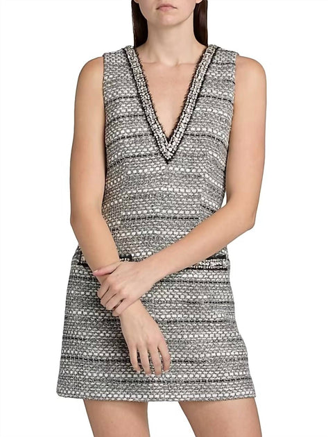 Veronica Beard Odele Tweed Dress Silver US 4 2