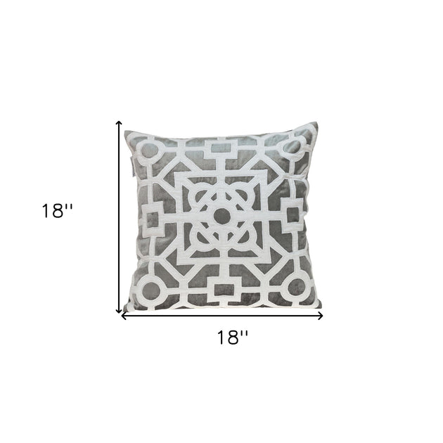 Hivvago Lattice Throw Pillow White/Gray 45x45cm 3