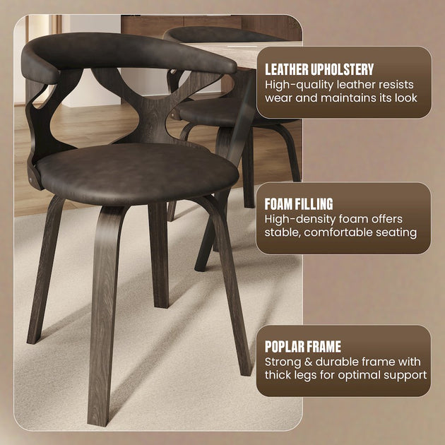 LeisureMod Klyne Dining Chair Dark Walnut 4