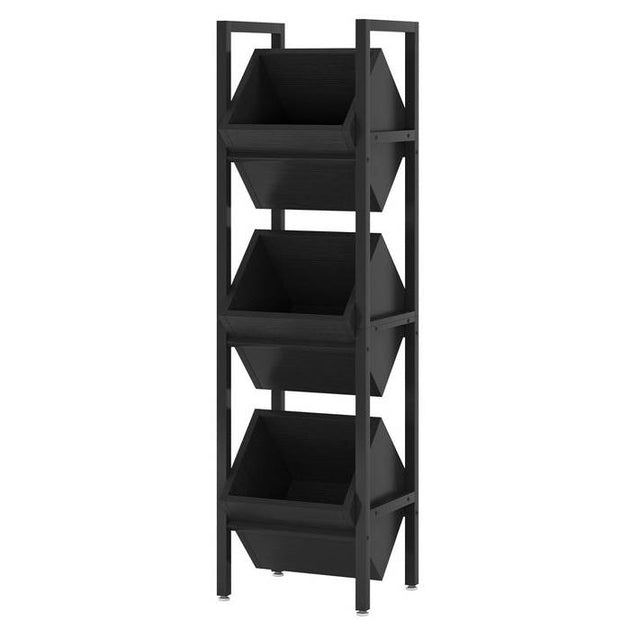Hivvago Industrial Farmhouse 3 Bin 36 Bottle Wine Rack Black 2