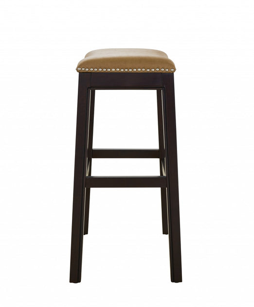 Hivvago 26-inch Backless Bar Chair Tan/Espresso 4