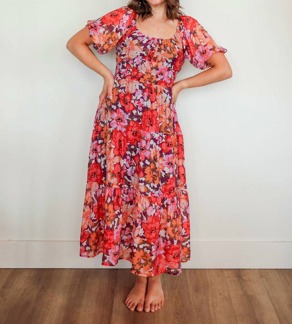 MINKPINK Zanita Tiered Midi Dress Multi Large 2