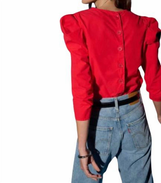 Nation LTD Elouise Poplin Top Red Small 4