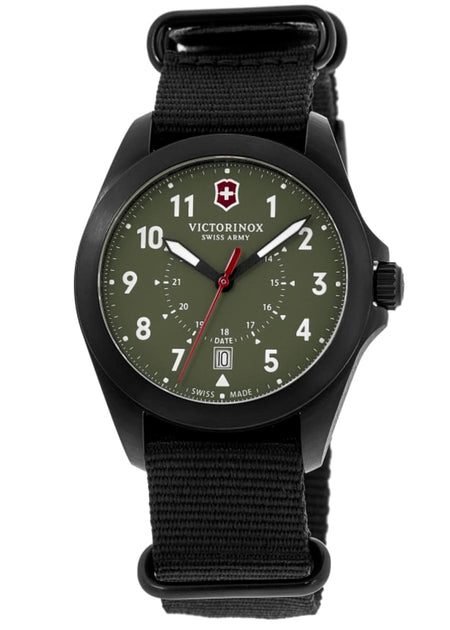ゆ Victorinox Swiss Army Heritage Quartz Green Dial Fabric Strap