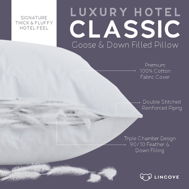 Lincove Down Feather Bed Pillow White Standard 3