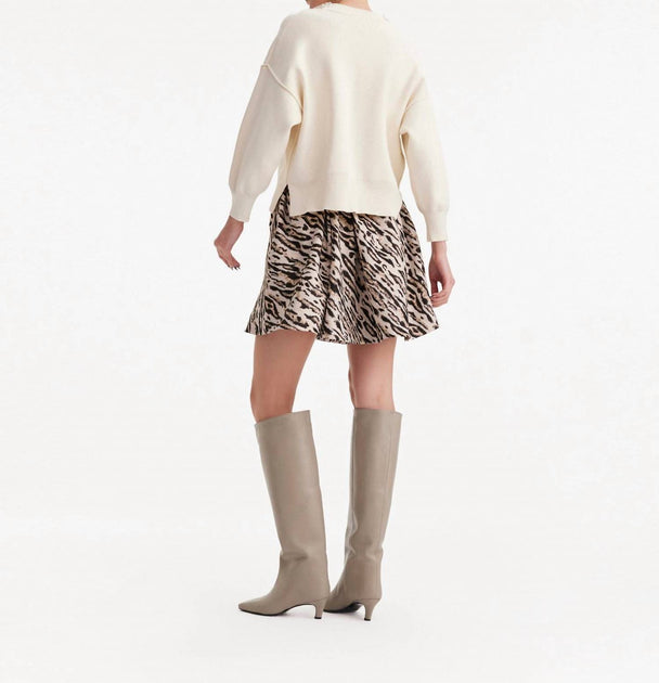 Theo the Label Tyche Jacquard Pleated Skirt Beige Medium 3