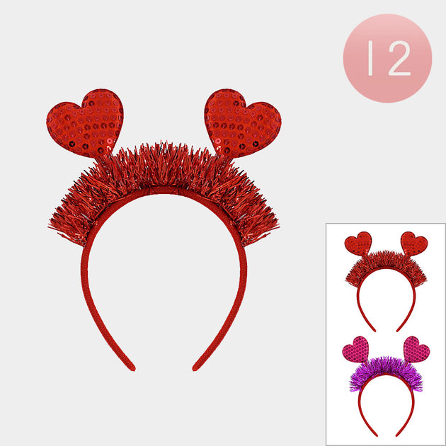 FASHNZFAB Pailletten Doppelherz Haarreif Bunt 2