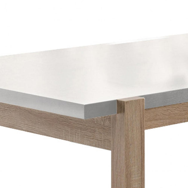 FurnizzeMe Rectangular Dining Table White and Brown 3