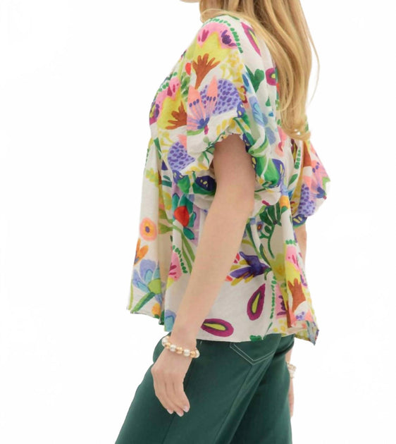 Entro Smocked Top Multi Medium 4