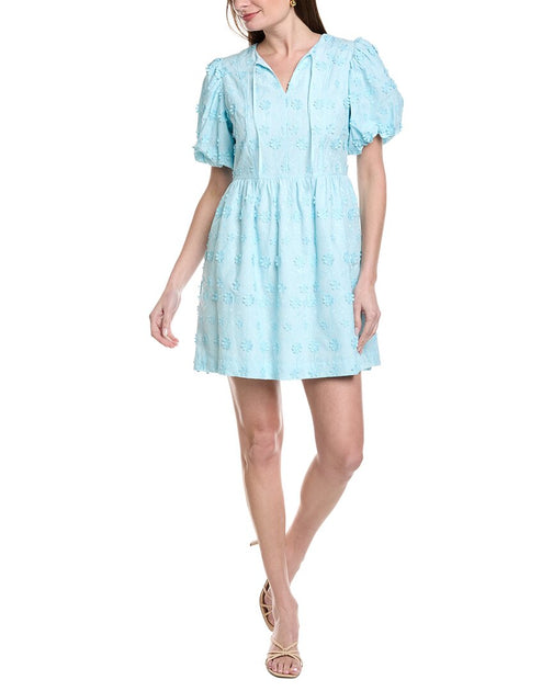 Nanette Lepore Robe Mini à Manches Courtes Bleu Pâle US 12 2