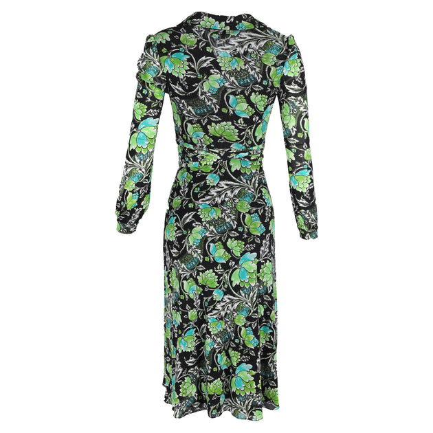 Diane von Furstenberg Floral-print Wrap Dress In Green Viscose