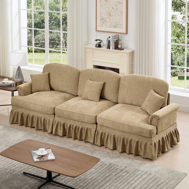 Streamdale Mid Century Chenille 3 Seater Sofa Light Coffee 3
