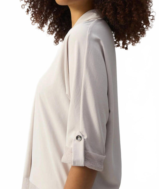 Joseph Ribkoff Mesh Insert Top Beige UK 10 4