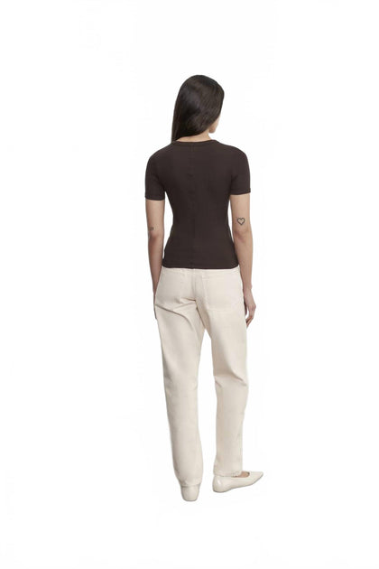Enza Costa New Classic Tee Brown XSmall 4