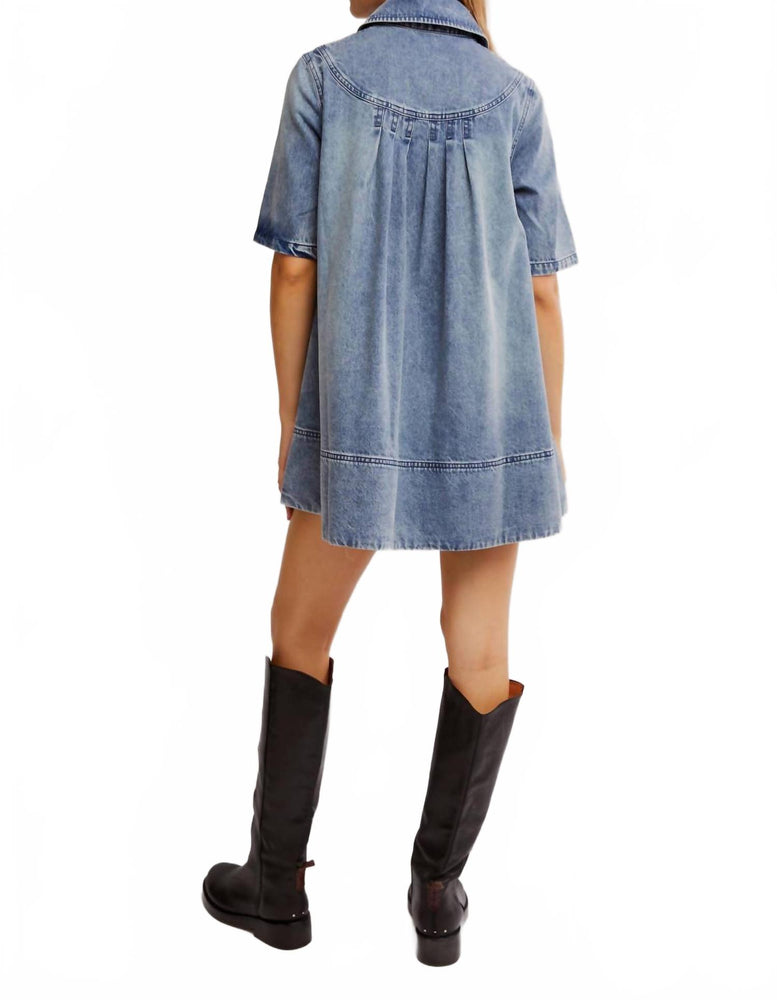 Free People Denim Remino Mini Dress In Ocean Blue