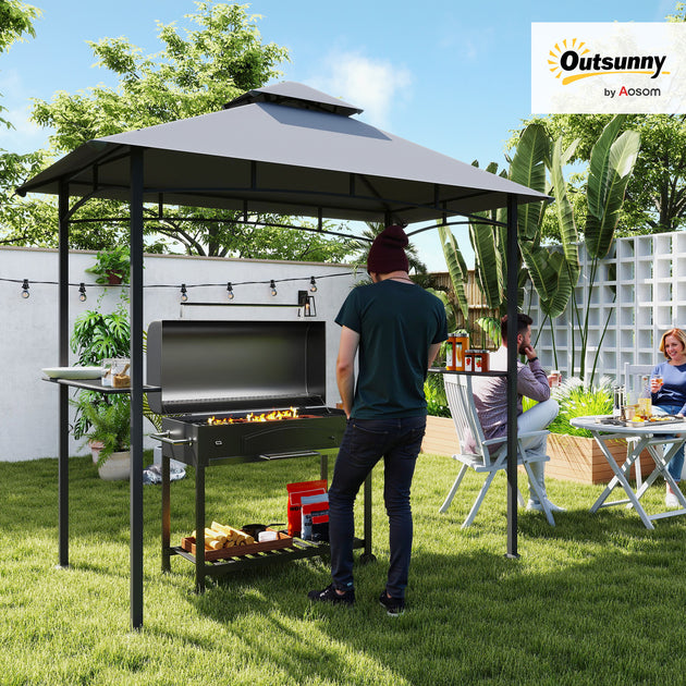 Hivvago BBQ Pavillon 8' x 5' Grau 3