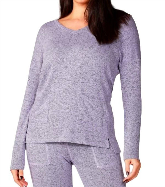 french kyss Melange V-Neck Top Purple Medium 2