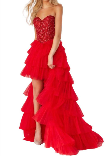 Jovani Strapless Mermaid Prom Dress Red US 12 2