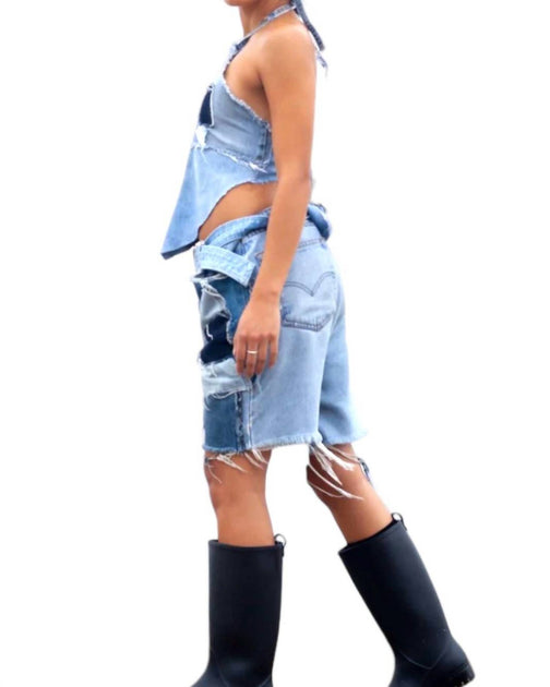 knotWTR Patch Denim Shorts Blue Medium 4
