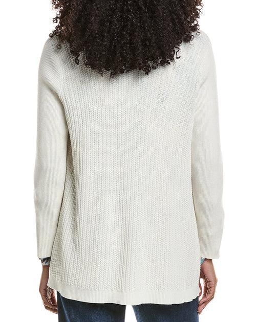 Anne Klein Ribbed Front Cardigan Beige Small 3