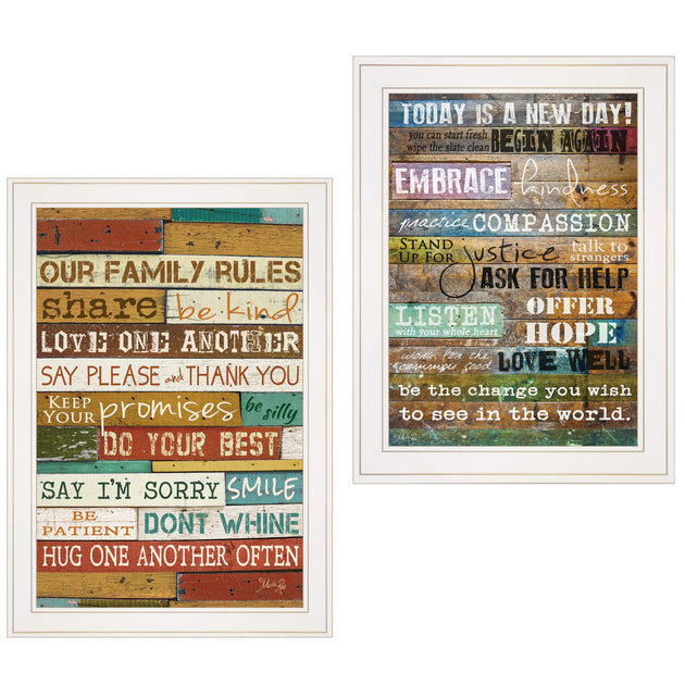 Hivvago Set of Two Today Is Framed Print Wall Art White 3
