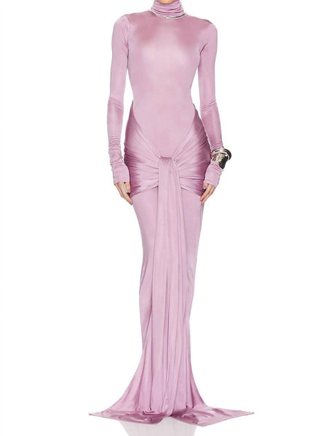 Helsa Slinky Jersey Sarong Maxi Dress In Elderberry
