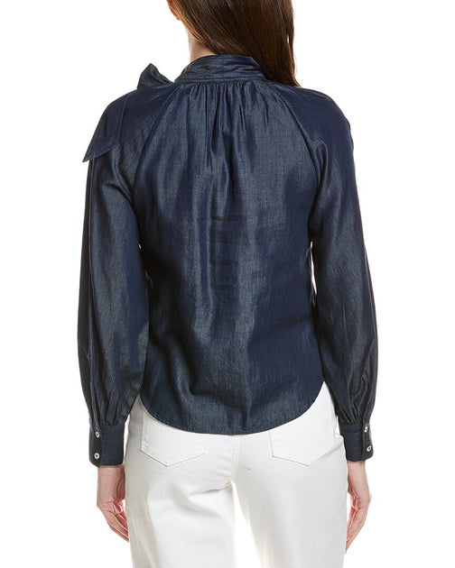 CeCe Blouse Top Navy XSmall 3