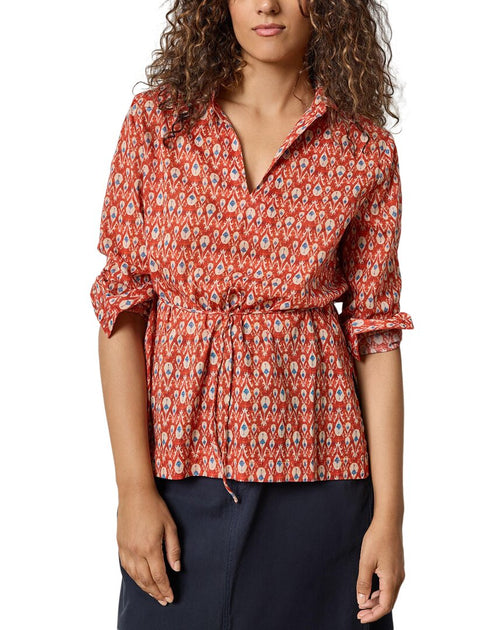 Lilla P Collared Split Neck Top Orange XSmall 2