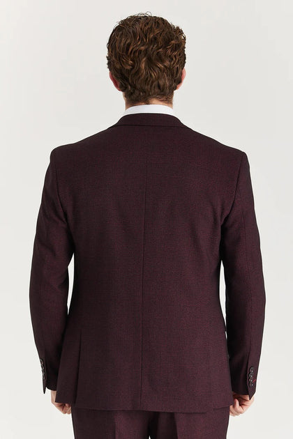 Infinity Men's Wine Suit Blazer Prince Of Wales Red US 38 Regular 4