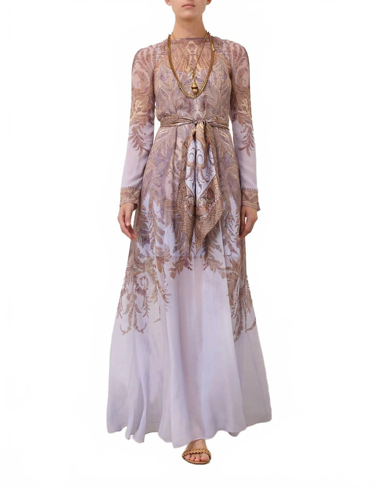 Zimmermann Hypnotic Sheath Maxi Dress In Lilac Paisley | ShopSimon