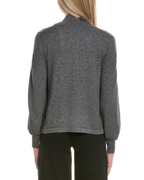 sofiacashmere Scallop Edge Cropped Cardigan Grey XLarge 3