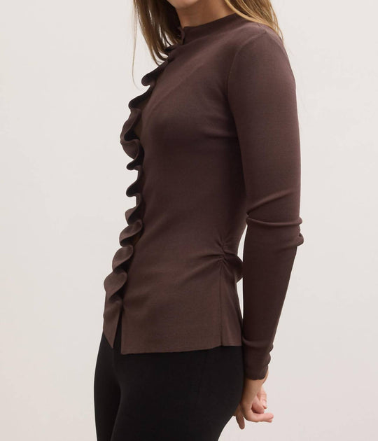 Bayse Sora Long Sleeve Top Brown XS 4