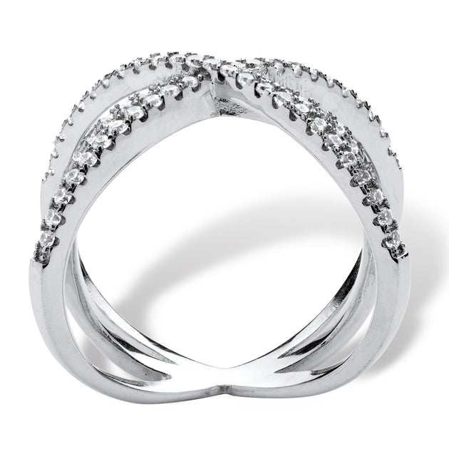 Palm .57 TCW CZ Sterling Silver Crossover Ring Silver US 6 3