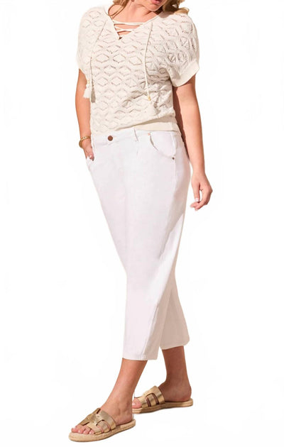 TRIBAL Audrey Girlfriend Barrel Crop Jeans Beige US 6 3