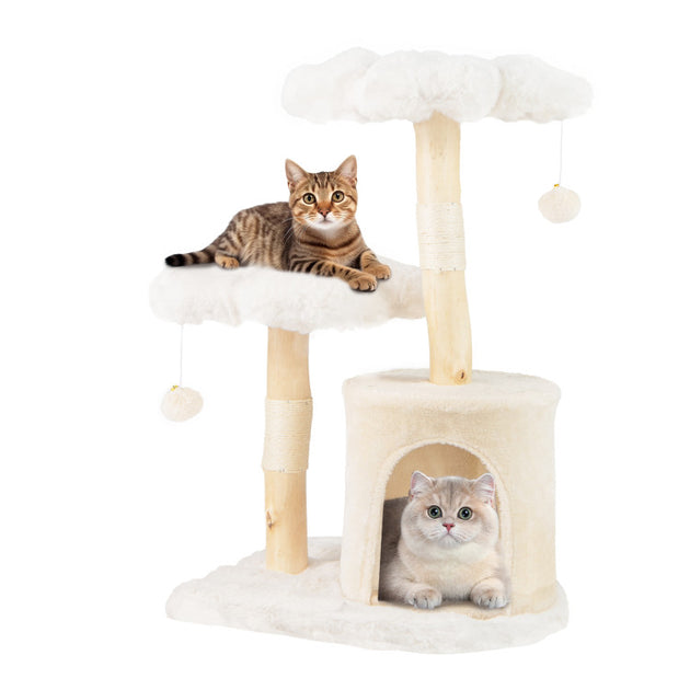 Hivvago Solid Wood Cat Tree White Medium 3
