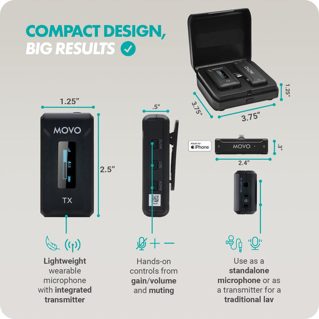 Movo WMX-2-L Wireless Microphone System Lightning Black 4