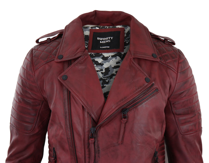 TruClothing Cross Zip Biker Leather Jacket Black XXL 3