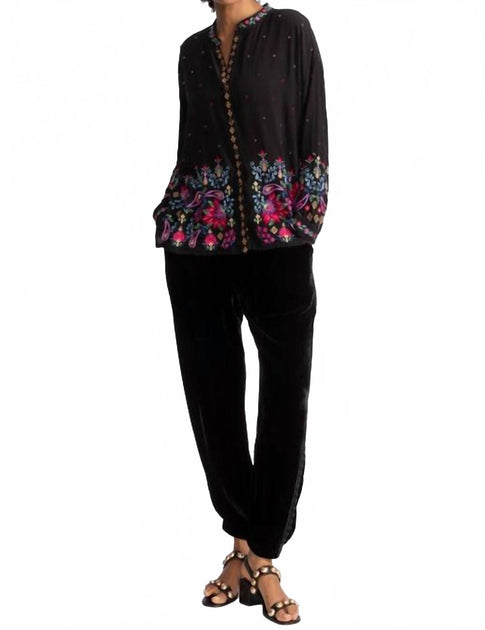 Johnny Was Shira Velvet Jogger Black Medium 2