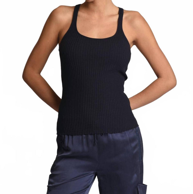 BLANC NOIR Color Block Tank Top Blue Small 2