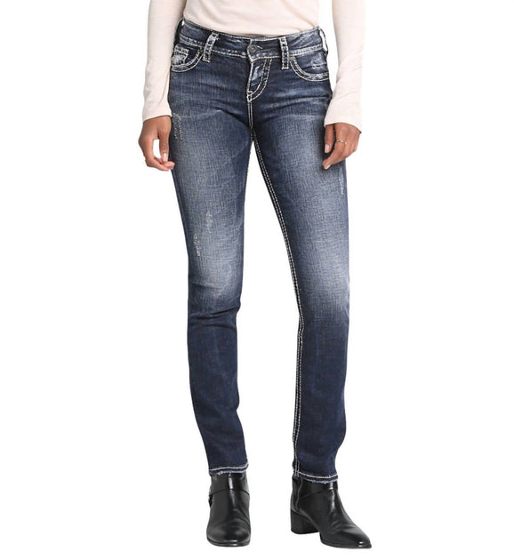 Silver Jeans Co. Suki Mid Rise Straight Jeans Blue 26 2