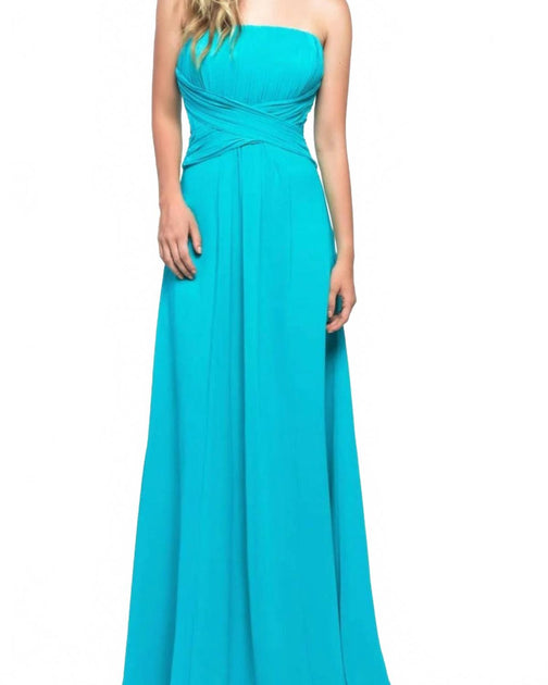 Milano Formals Serenity Drape Strapless Gown Teal US 24 2