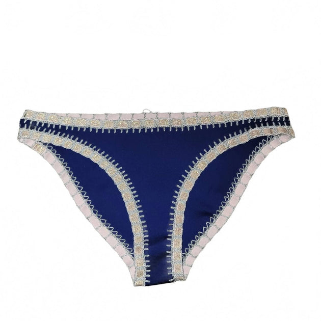 Platinum Swimwear Stitched Scoop Bikini Bottoms Bleu Large 2